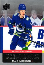 2021-22 Upper Deck Debut Dates DD-9 Jack Rathbone Vancouver Canucks ROOKIE