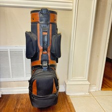 VTG Pro Classic Golf Bag Black Tan Leather Trim Made in USA Grandpa-core