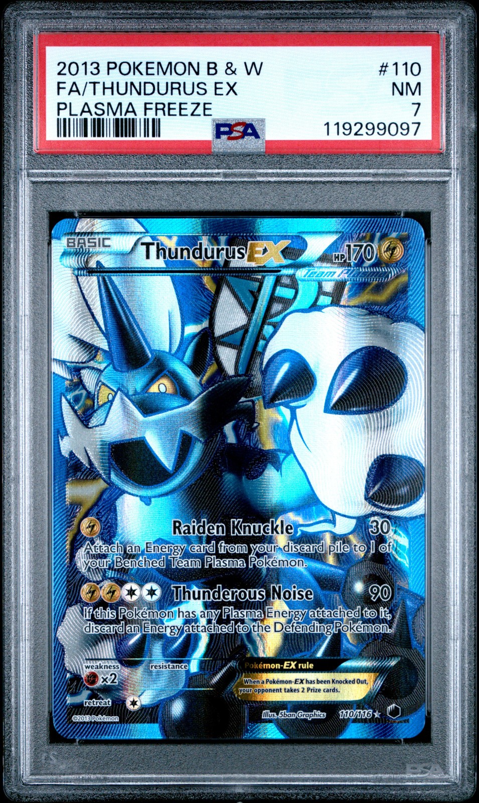 2013 POKEMON PLASMA FREEZE THUNDURUS EX #110 ULTRA RARE PSA 7 NM #119299097