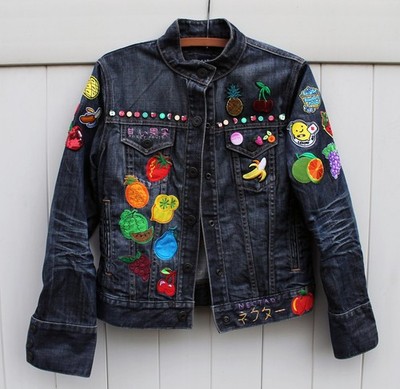 Japanese Fruit Jacket - Size Small - Japanese street style - Harajuku - Denim