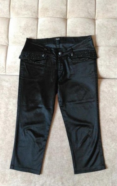 Women Dolce&Gabbana Capris Black Satin 38 / M / 46