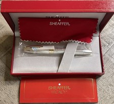 Sheaffer Legacy Fountain Pen Engine Turned Sterling Silver MINT- 18k Med Nib (*)