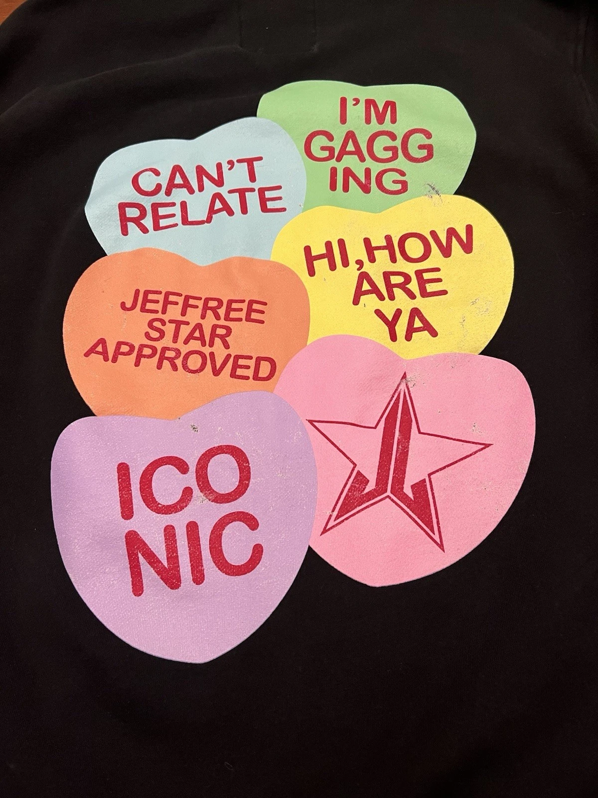 Felpa con Cappuccio Jeffree Star San Valentino Candy Hearts Pullover Edizione Limitata Taglia L