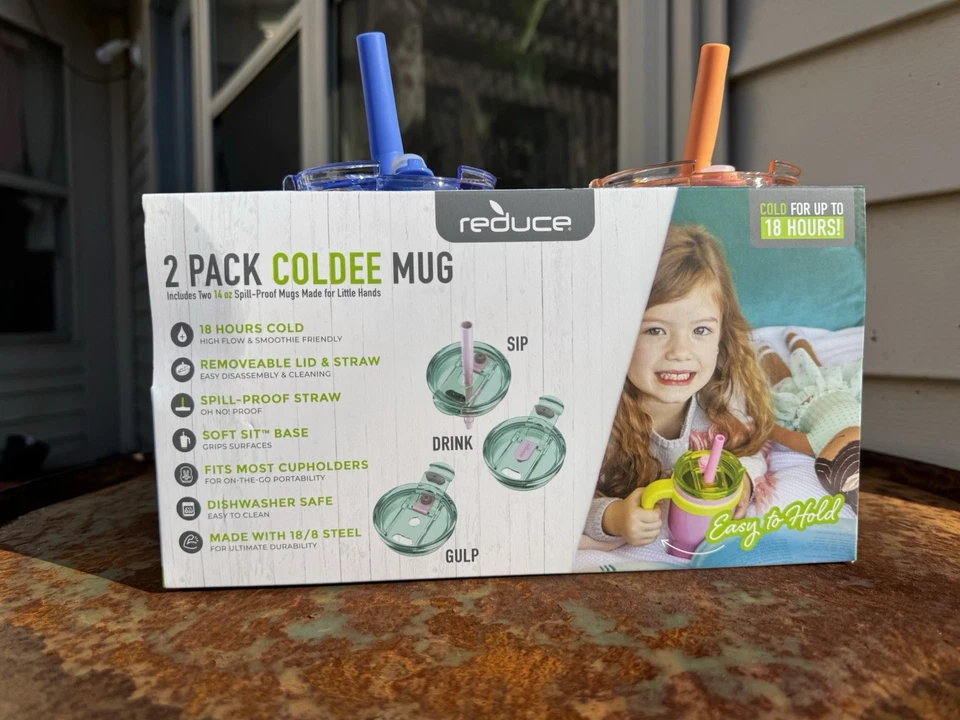 REDUCE 14oz, 2 Stainless Steel Tumbler Spill-Proof with Handle & Straws for Kids - Image 4 of 4