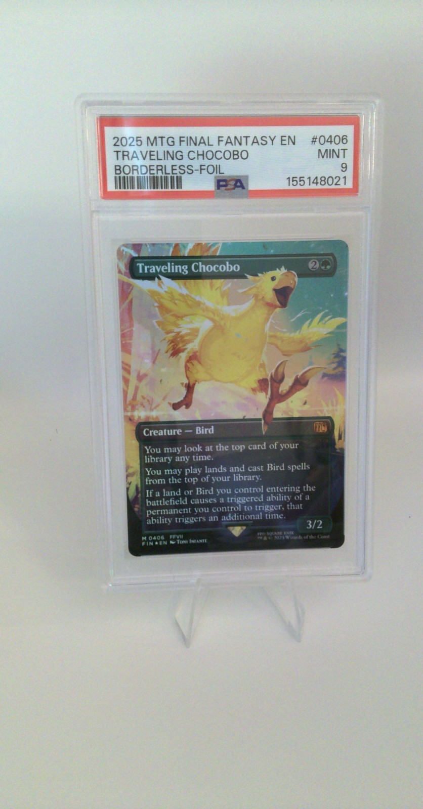 MTG Final Fantasy Traveling Chocobo Borderless Foil PSA 9 #406