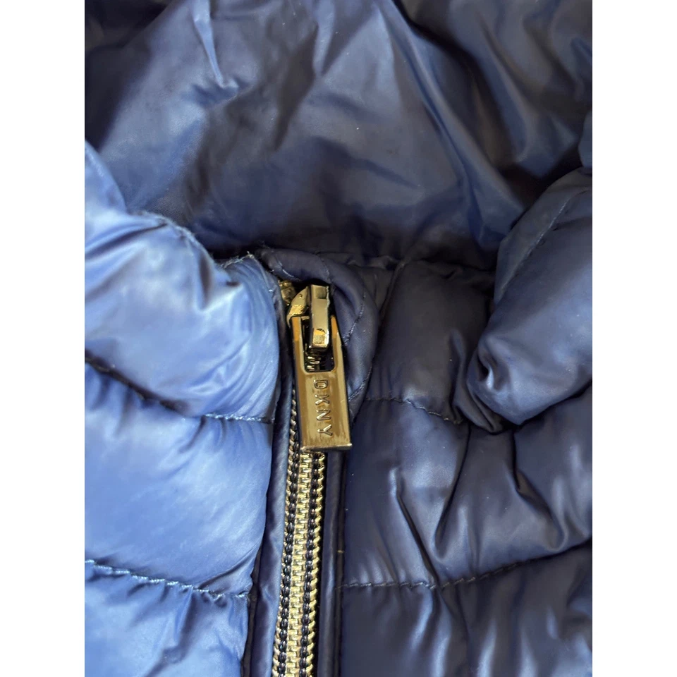 Chaleco acolchado DKNY Sport azul acolchado con cremallera completa para mujer talla mediana Foto 3 de 4