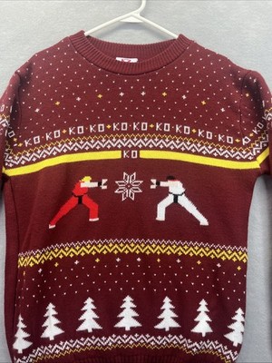 Street Fighter KO Sweatshirt Mens S Ugly Christmas Sweater Ken Ryu Numskull