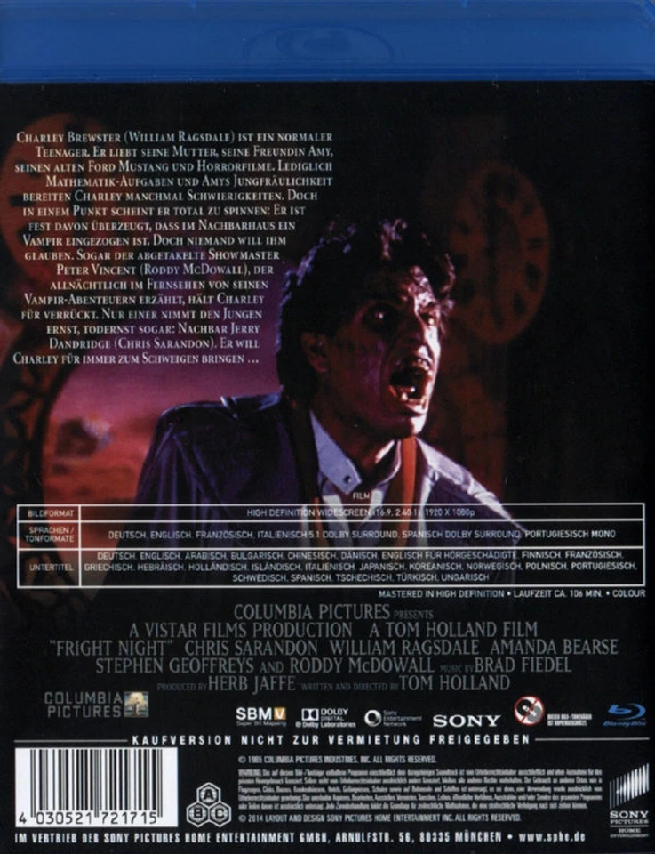 Die rabenschwarze Nacht - Fright Night (1985)[Blu-ray/Neu/OVP] richtig schön gru - Bild 2 von 3
