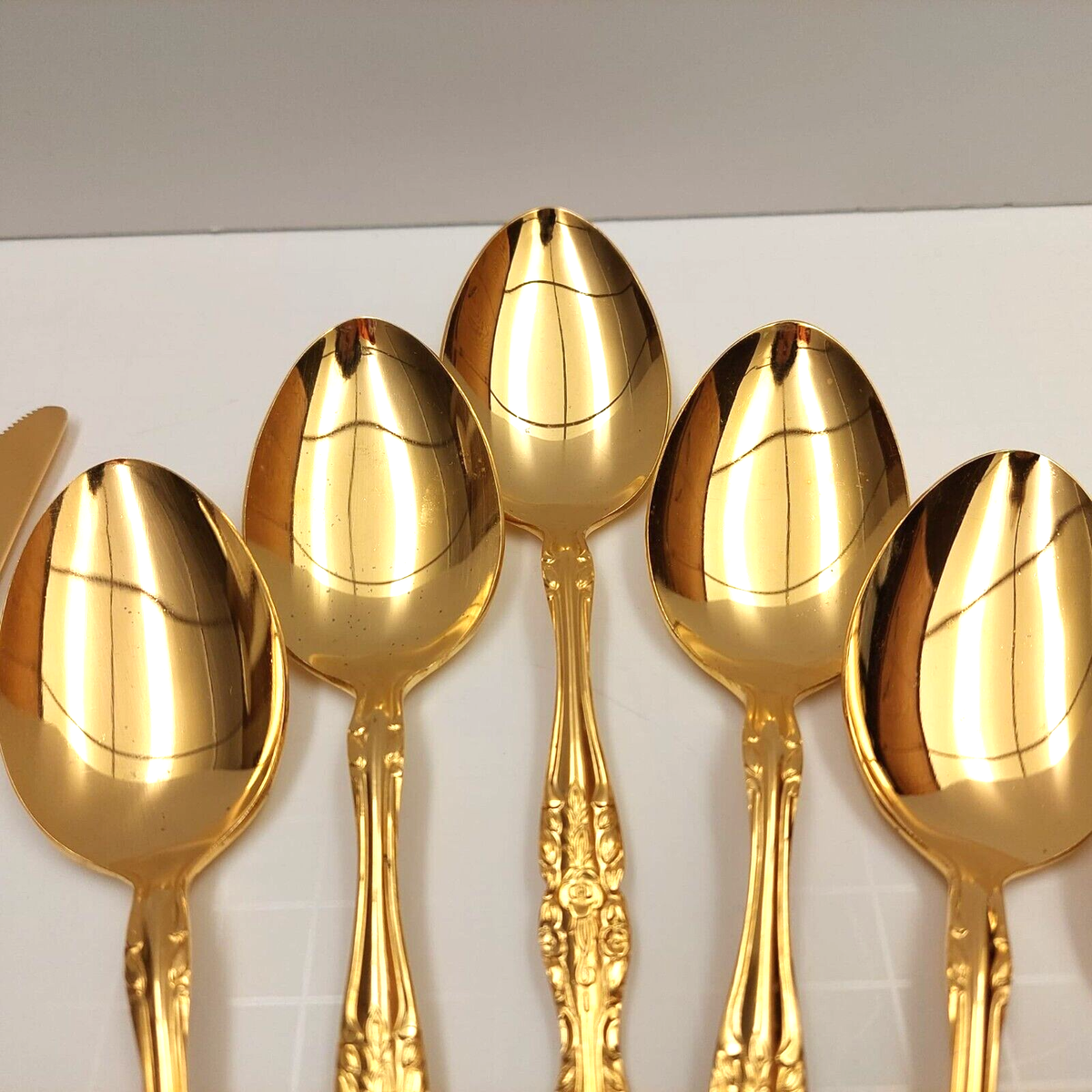 Stanley Roberts Gold Stainless Flatware Set Charles IV x6 | eBay