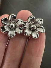Vintage Forstner Sterling Screw Back Flower Earrings