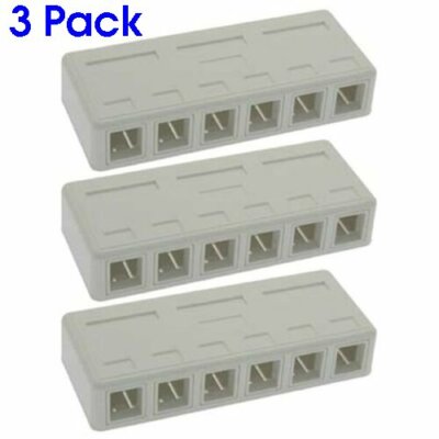 3 Lot 6 Port RJ45 Network Blank Surface Wall Mount Box For Keystone Jack Insert
