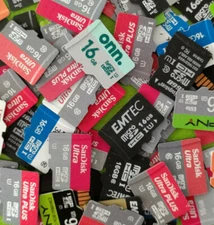 Lot of (3) 16Gb Class 10 micro SD memory cards - mixed brands sandisk 