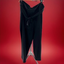 Worthington Trouser Pants Dress Woman Stretch Wide Leg Plus 24W Solid Black Sash