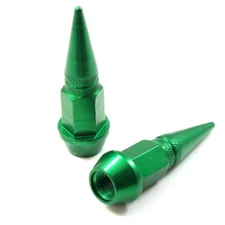 2 Green Aluminum Metal Spike Wheel/Tire Valve Stem Bike-Motorcycle Air Caps