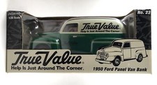 ERTL 1950 FORD PANEL VAN TRUE VALUE COIN BANK No 23 1/25 SCALE Green
