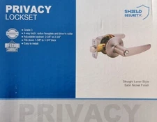 Shield Security Privacy Lockset, Satin Nickel, Straight Lever Style Door Handle
