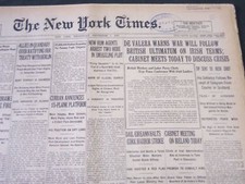 1921 SEPTEMBER 7 NEW YORK TIMES - DE VALERA WARNS WAR WILL FOLLOW - NT 5476