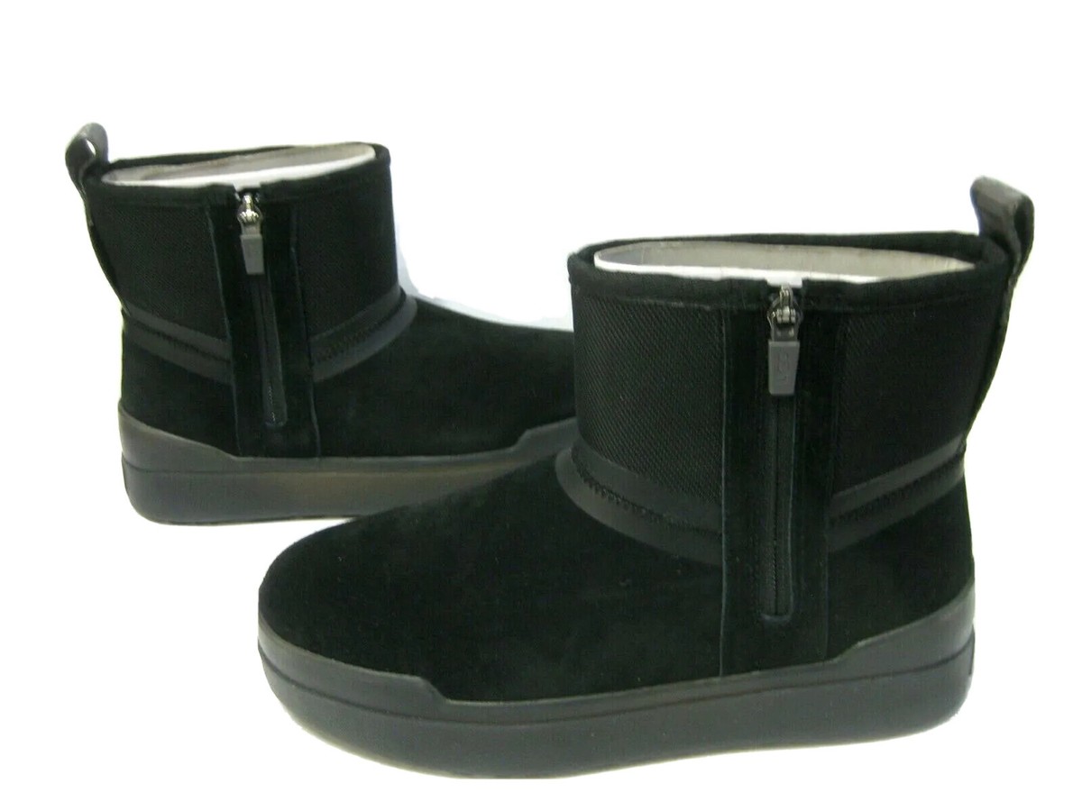 UGG Classic Tech Mini Black Suede Waterproof Zip Women's BOOTS