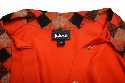 Chemisier Tunique Just Cavalli Orange Avec écharpe Décorée - Taille S (IT 40) - Neuf Sans étiquettes