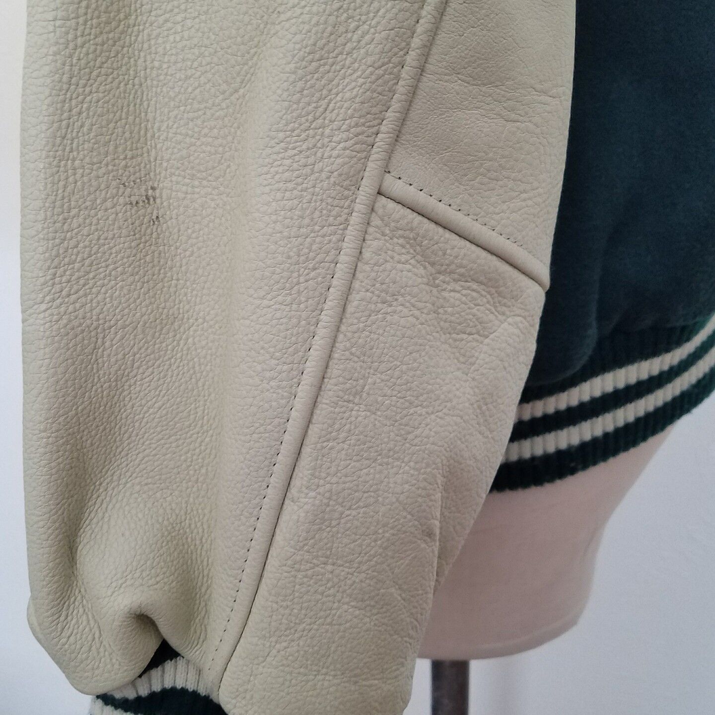 Vintage 90s Levis SILVER TAB Letterman Varsity Jacket White Green Medium