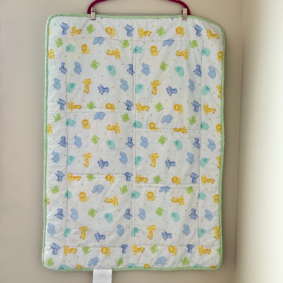 Детское одеяло-одеяло для кроватки Small Wonders с юбкой сафари зоопарк животные 42x30 дюймов - Изображение 2 из 4