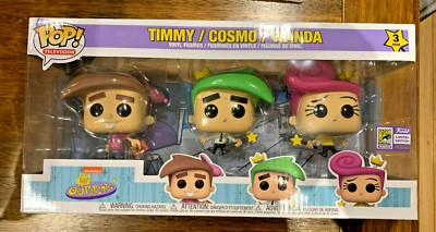 SDCC 2023 Funko FAIRLY ODD PARENTS 3 PACK TIMMY COSMO WANDA Con Sticker