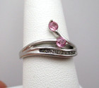 10K White Gold Pink Topaz & Diamond Ring Size 7.25 [R194] — photo 4