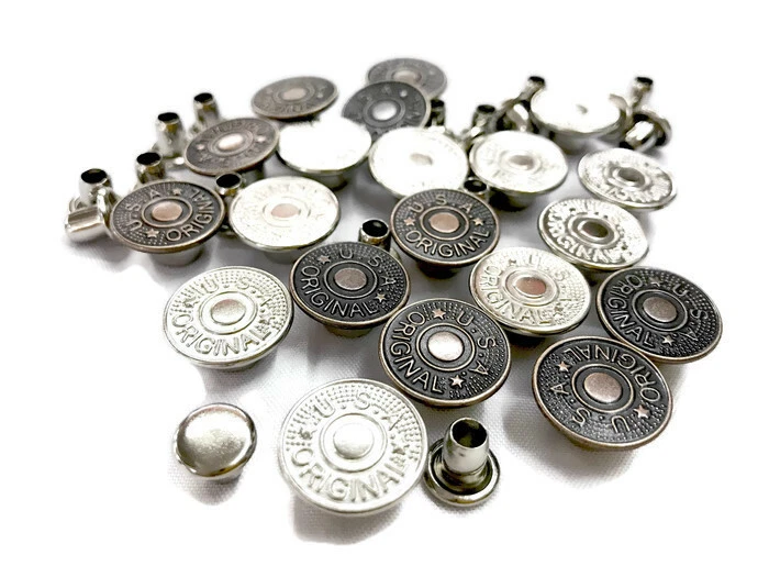 20 Sets Jean Tack Metal Snap Buttons Replacement No-Sew Silver and Bronze 16 mm. - Image 2 of 4