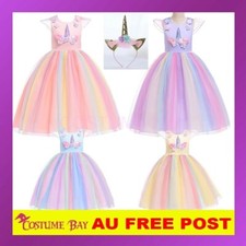 Kids Girls Flower Girl Unicorn Princess Dress Tutu Formal Wedding Birthday Party