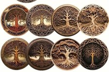 8x Wikinger Holz Untersetzer rund Nordland Tisch Deko Thor Yggdrasil Lebensbaum