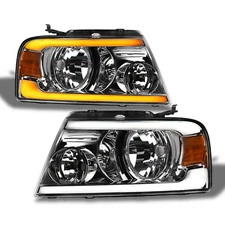 Topline For 2004-2008 F150 Switchback Sequential LED Strip Bar Headlights Chrome