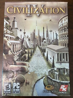 Sid Meiers Civilization IV 2 Disc PC CD-ROM Video Game 2005 CIB Complete 