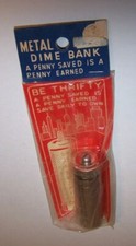Be Thrifty Save A Dime Daily Metal Dime Bank Vintage Unused 1970's