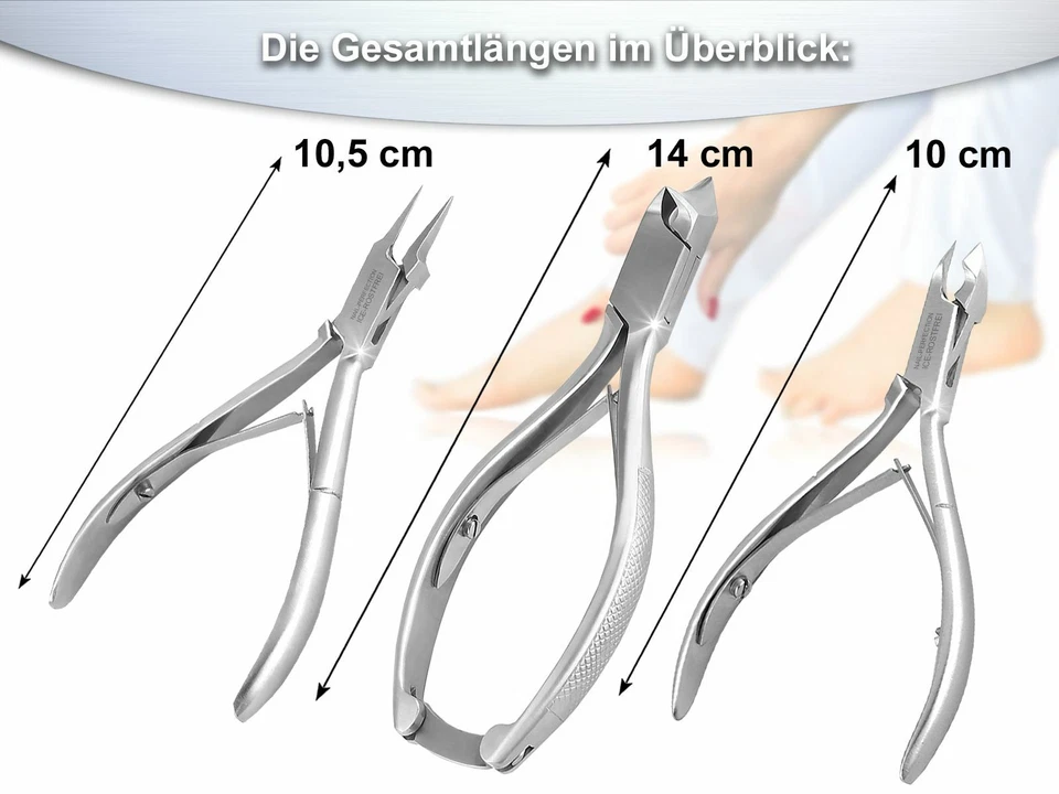 Fußpflege Instrumente 3 Nagelzangen + GRATIS ECKENHEBER Pediküre-Set Edelstahl - Bild 2 von 4