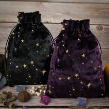1X Retro Velvet Tarot Card Bag Drawstring Crystal Stone Tablecloth Storage Star