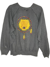 Vintage Native American Dream Catcher Sweatshirt Large Gray Yellow Made In USA