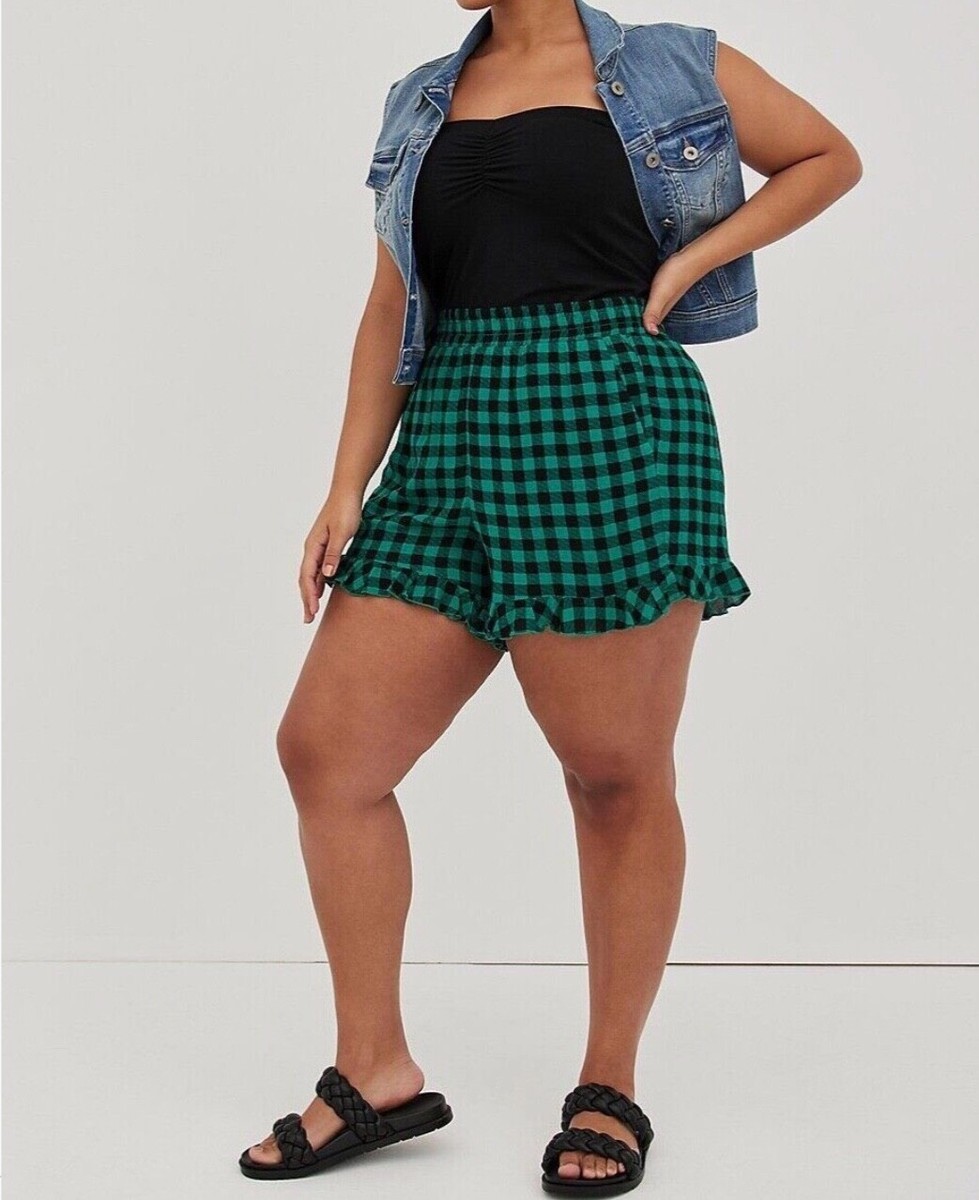 Torrid Gauze Retro Gingham Ruffle Shorts~ Demon Slayer Look