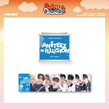 ATEEZ ANITEEZ IN ILLUSION POP-UP OFFICIAL MD TRAVEL TIN CANDLE + PHOTOCARD NEW