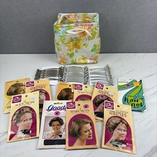 VTG Lot Metal Alligator Hairclips Hair Nets Vinyl Drawstring Bag Prop Display