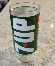 Vintage 7 UP Glass Soda Pop 10 oz 70’s  6.5” Tall Pedestal Wet & Wild Bourbon