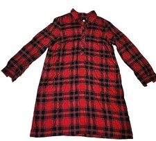J.Jill Women's Plaid Half-Button Placket Shirtdress Scarlet Size S Euc
