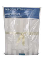 LivingQuarters Manor Stripe Tablecloth Set 60x144 Oblong  Napkins Cotton Blend