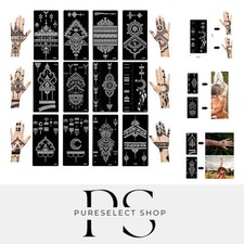 12 Blatt Henna Tattoo Schablonen Kit, Tempor&auml;re Airbrush Tattoo Schablone f&uuml;r...