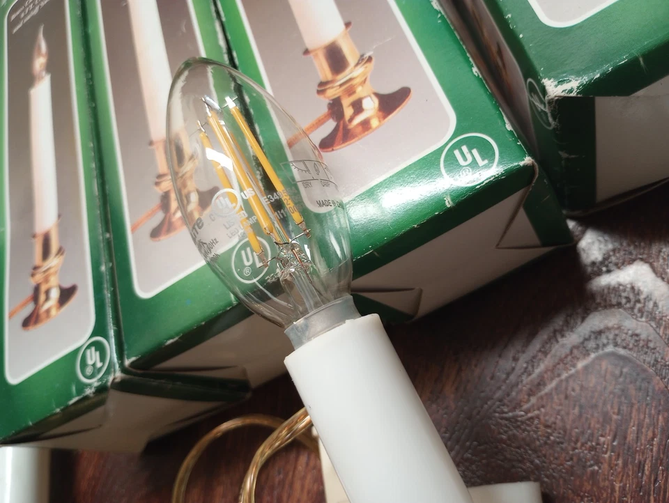 Lote de 10 luces y bombillas vintage de latón para ventana eléctricas blancas originales 7 pulgadas Foto 4 de 4