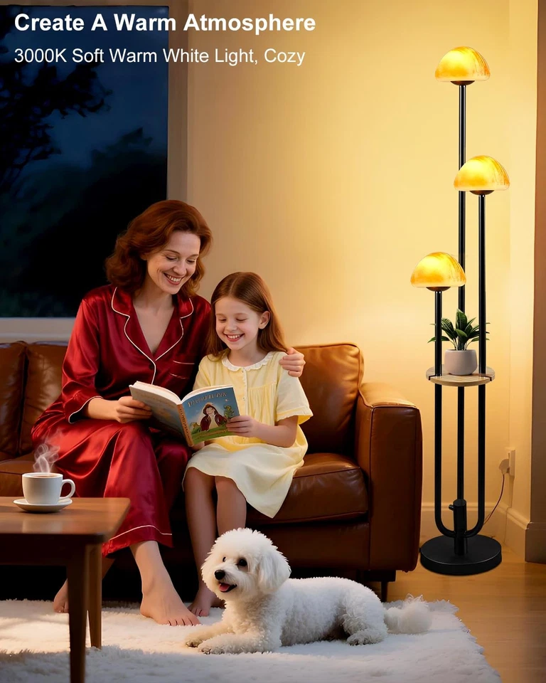 Lámpara de pie regulable negra con mesa, lámparas de pie modernas para salón, 300... Foto 4 de 4