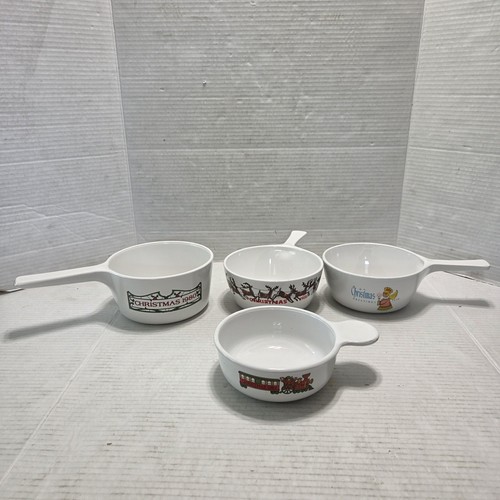 Vtg Corningware Christmas Sauce Pans/Bowl Employee Gifts Lot Of 4 Rare HTF EUC