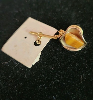 Vintage Tiger Eye Tie Pin Tie Tack FREE SHIPPING 