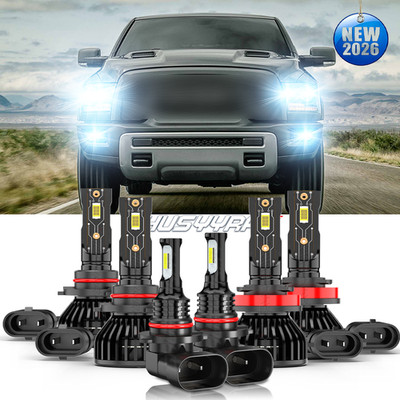 For Ram 1500 2011-2018 LED Headlights Kit Hi-Lo Beam + Fog Light Bulbs 12000LM