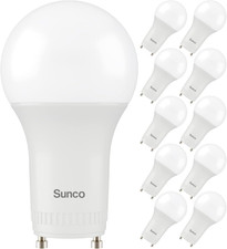 LED Bulb A19, 2 Prong Light Bulbs, 800 LM, 9W 60W Equivalent Sunco 10 Pack GU24