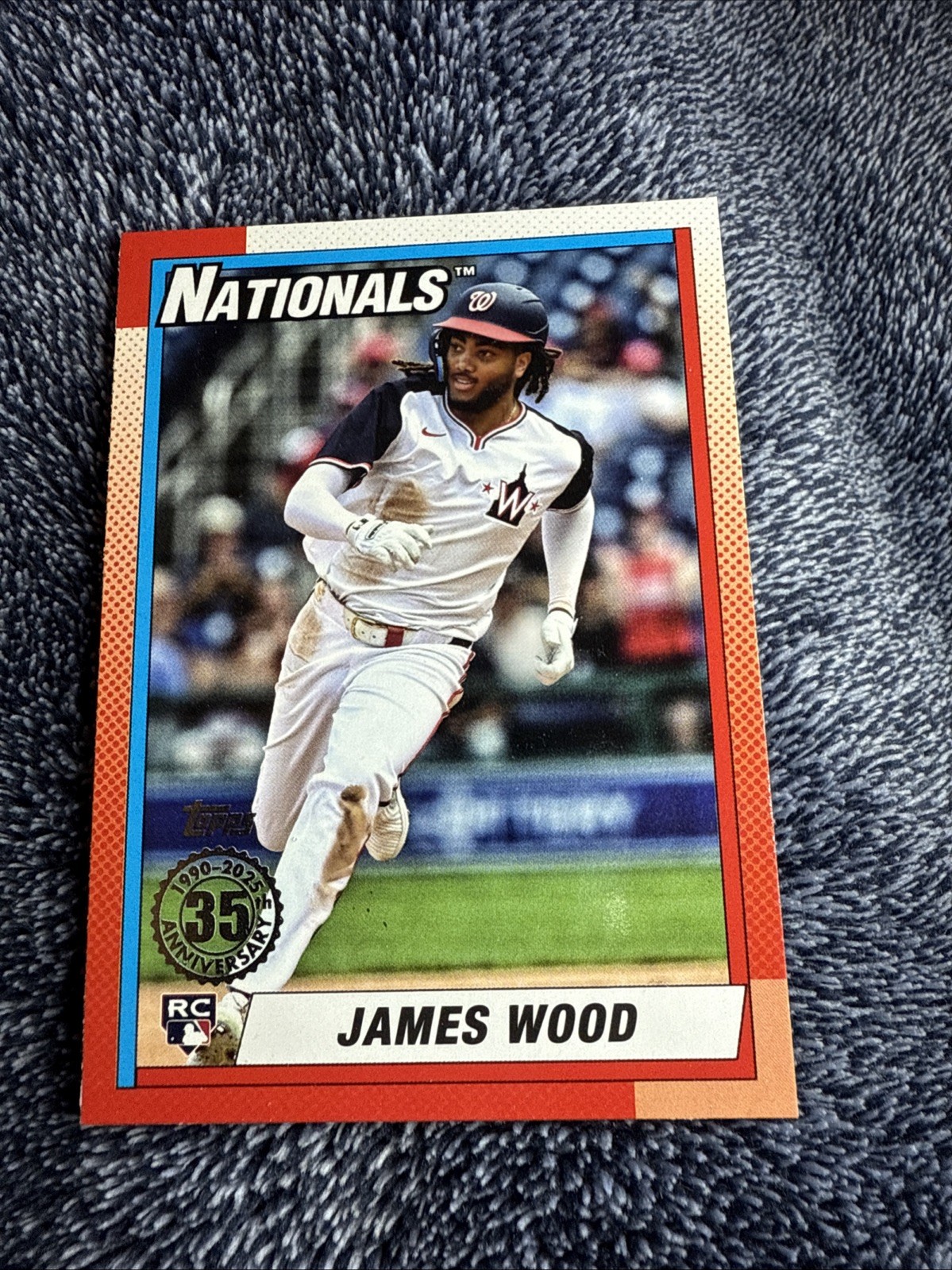 2025 Topps Series 2 James Wood (RC) 1990 Topps Baseball Nationals #90B2-47